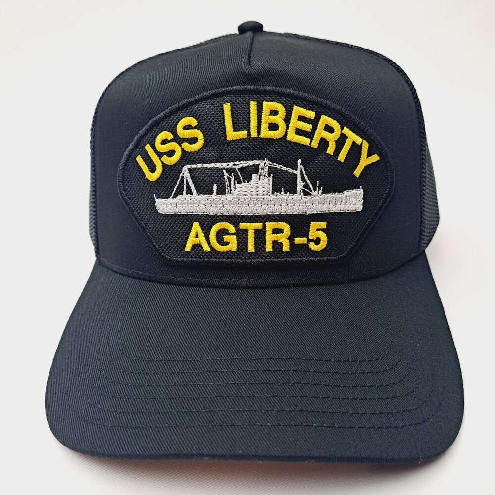 USS Liberty AGTR-5 Patch Hat Baseball Cap Mesh Adjustable Snapback Black